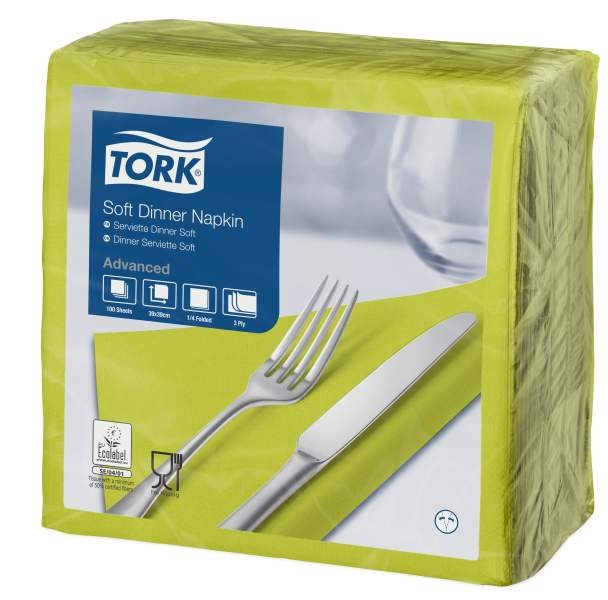 Tork Dinner-lautasliina lime 100kpl/39cm 3krt 1/4taitto