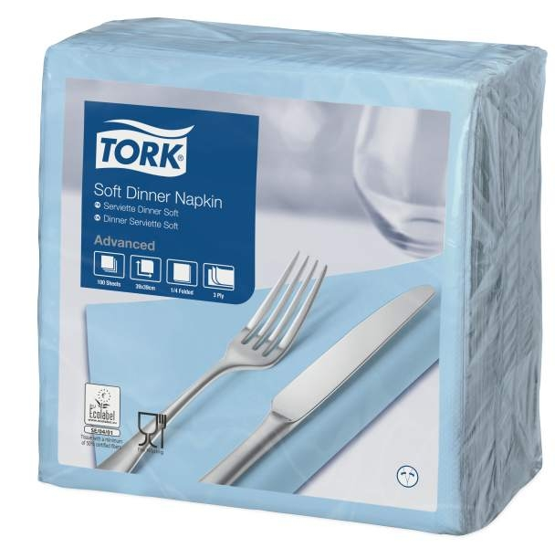 Tork Dinner-lautasliina vaaleansininen 100kpl/39cm 3krt 1/4taitto