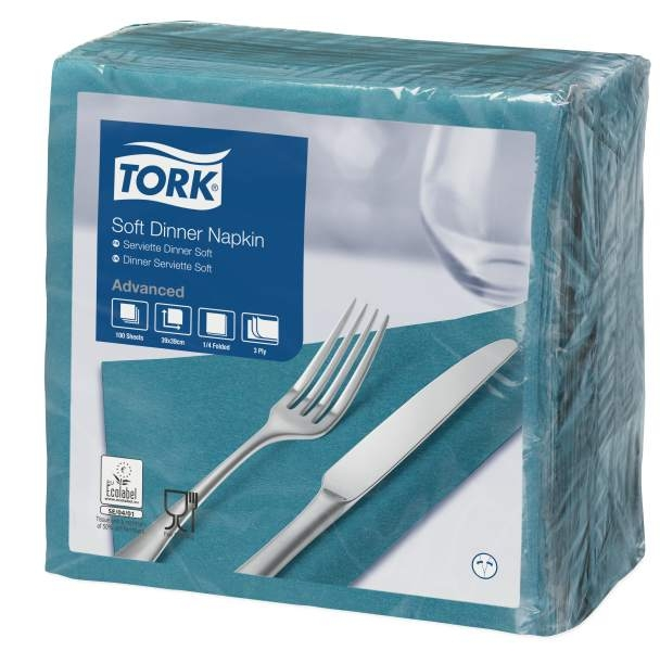 Tork Dinner-lautasliina sinivihreä 100kpl/39cm 3krt 1/4taitto