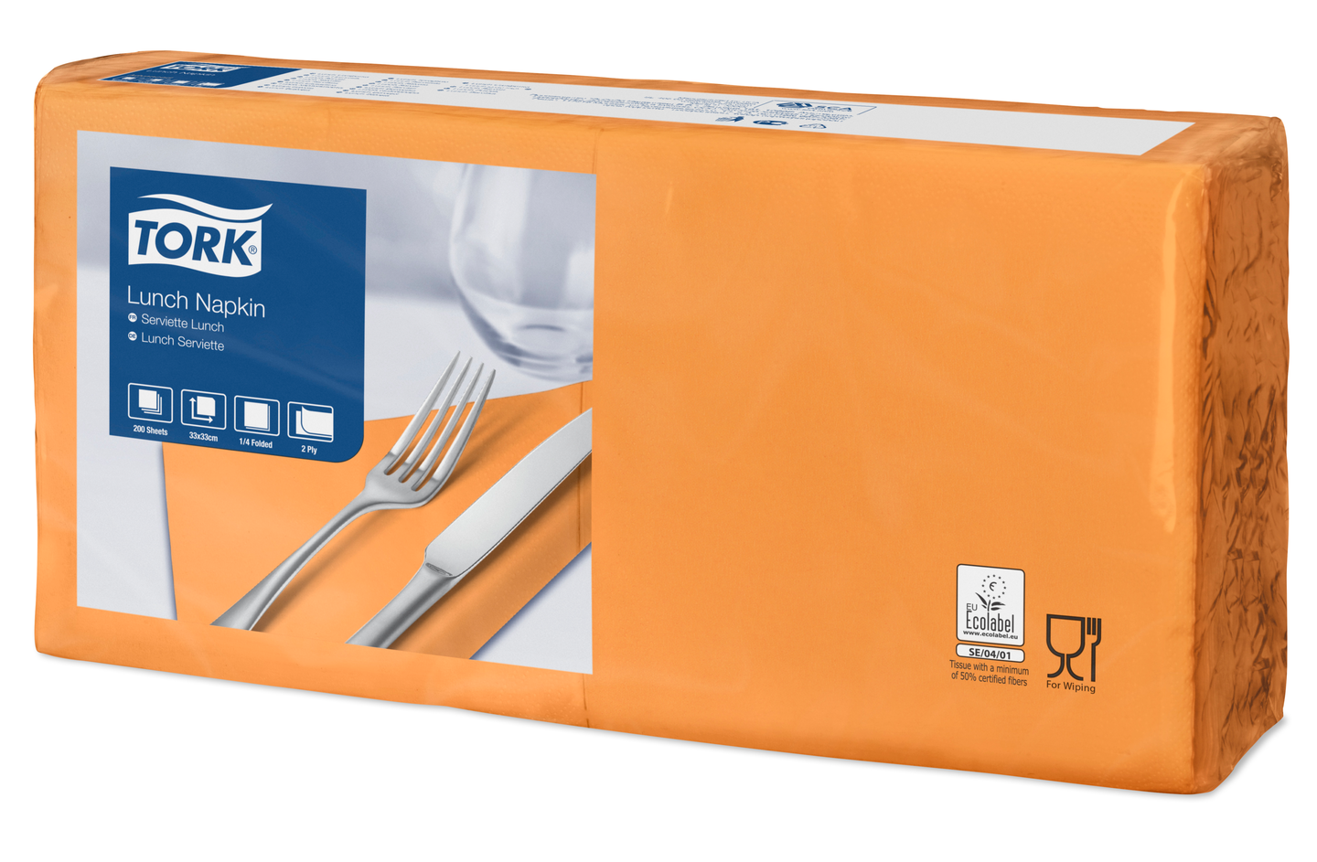 Tork Lunch-lautasliina oranssi 200kpl/33cm 2krt 1/4taitto