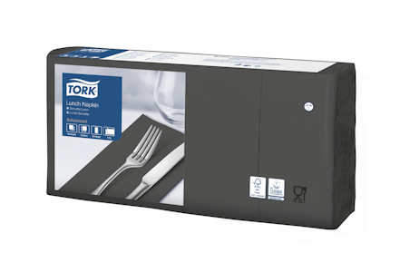 Tork Lunch lautasliina musta 2-krs 1/4-taitto 33cm 200kpl