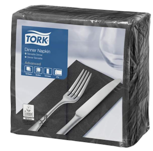 Tork Dinner-lautasliina musta 150kpl/39cm 2krs 1/8taitto