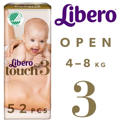 Libero Touch teippivaippa koko 3 (4-8 kg) 52 kpl