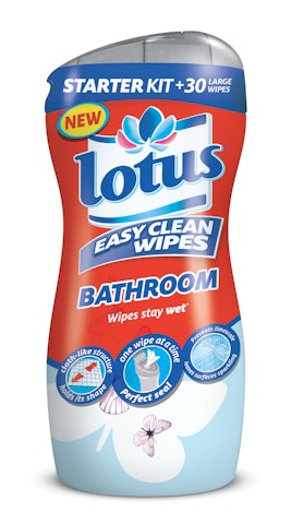 Lotus Easyclean puhdistuspyyhe teline+täyttö kylpyhuone