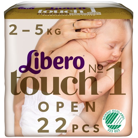 Libero Touch teippivaippa koko 1 (2-5kg) 22 kpl