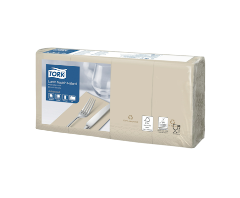 Tork Lunch-lautasliina natural 200kpl/33cm 2 krt 1/8taitto ympäristöpainatus