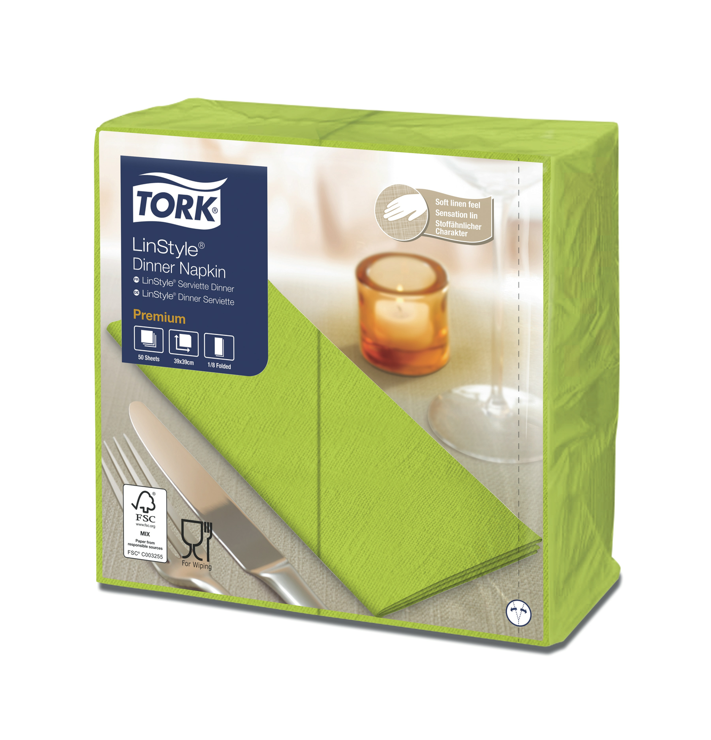 Tork LinStyle Lime Dinner-lautasliina 50kpl/39cm 1/8-taitto