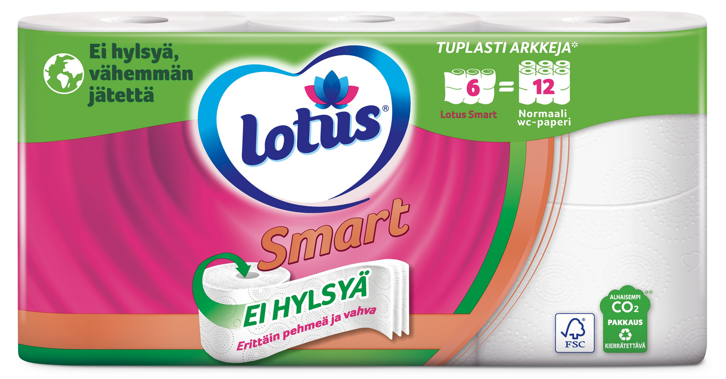 Lotus Smart wc-paperi 6 rll hylsytön