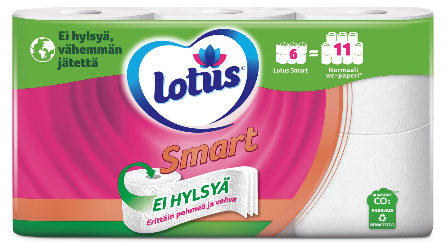 Lotus Smart wc-paperi 6 rll hylsytön