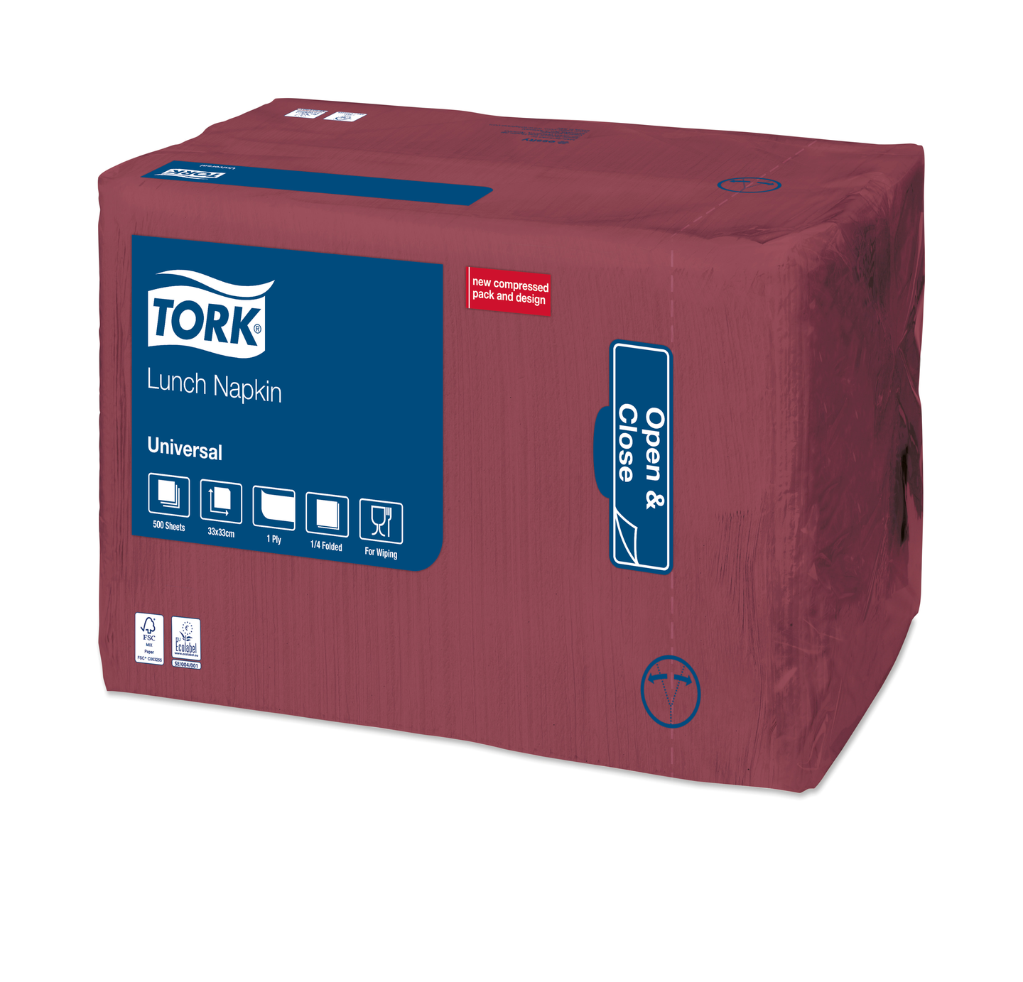 Tork Lunch lautasliina burgundy 32,5cm 1-krs 1/4-taitto 500kpl