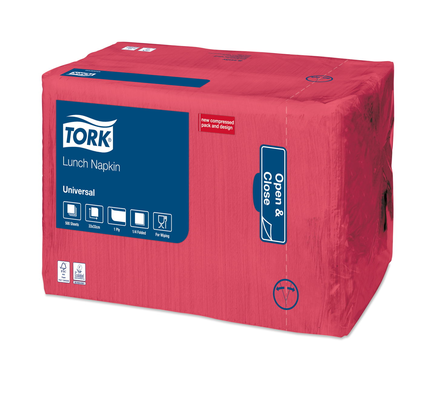 Tork Lunch lautasliina punainen 32,5cm 1-krs 1/4-taitto 500kpl