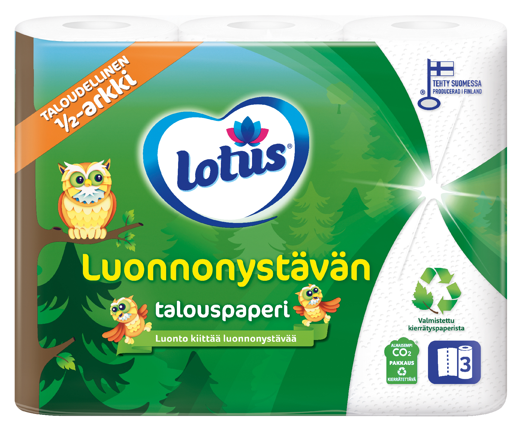 Lotus Luonnonystävän talouspaperi 3rl mlava 125pkt