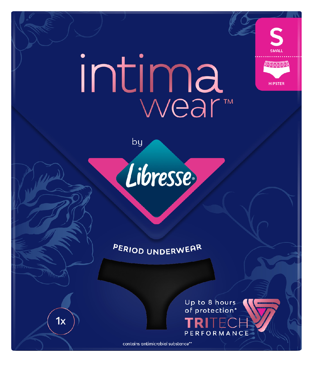 Libresse Intimawear Hipster kuukautisalushousut musta S 1kpl