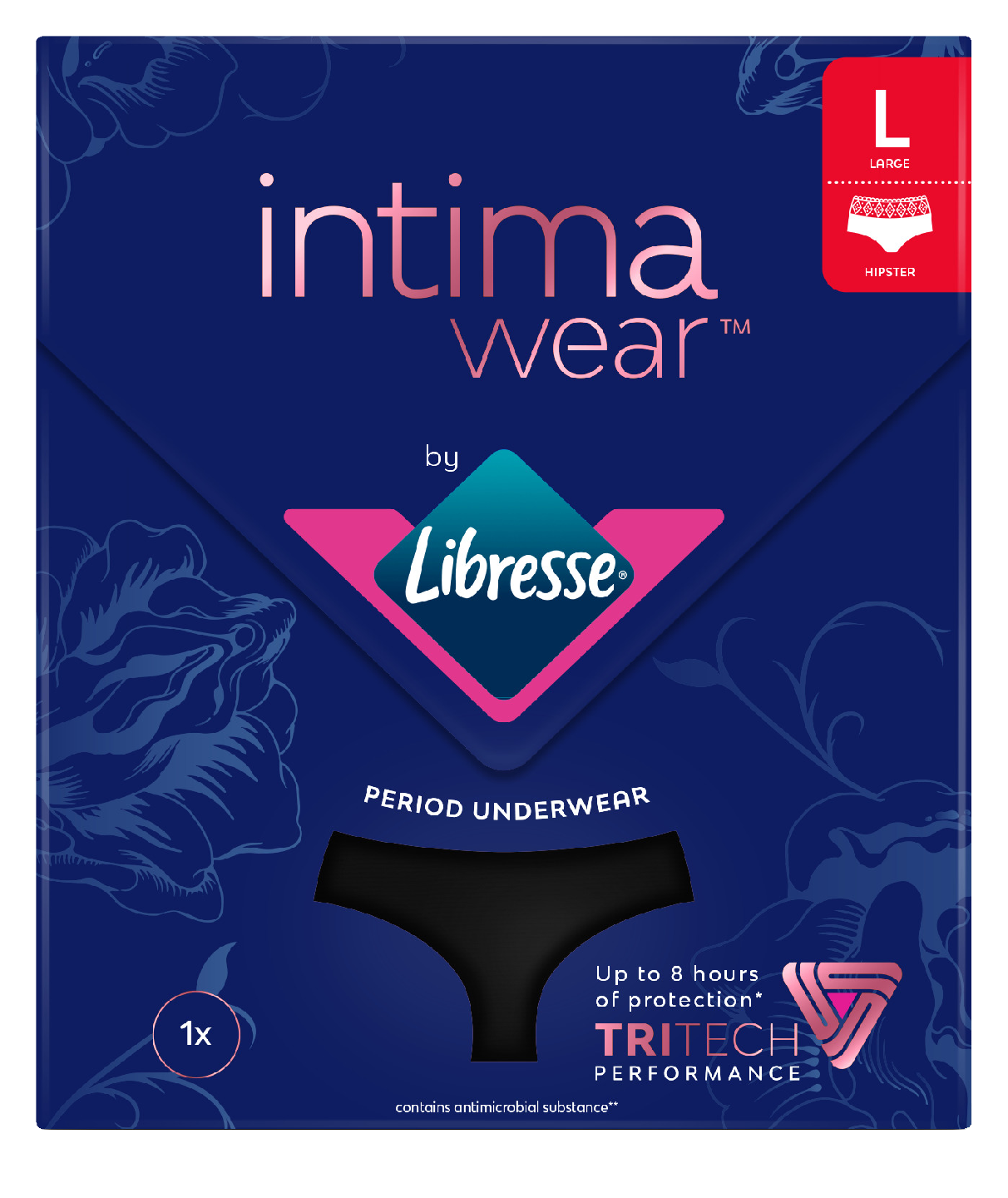 Libresse Intimawear Hipster kuukautisalushousut musta L 1kpl