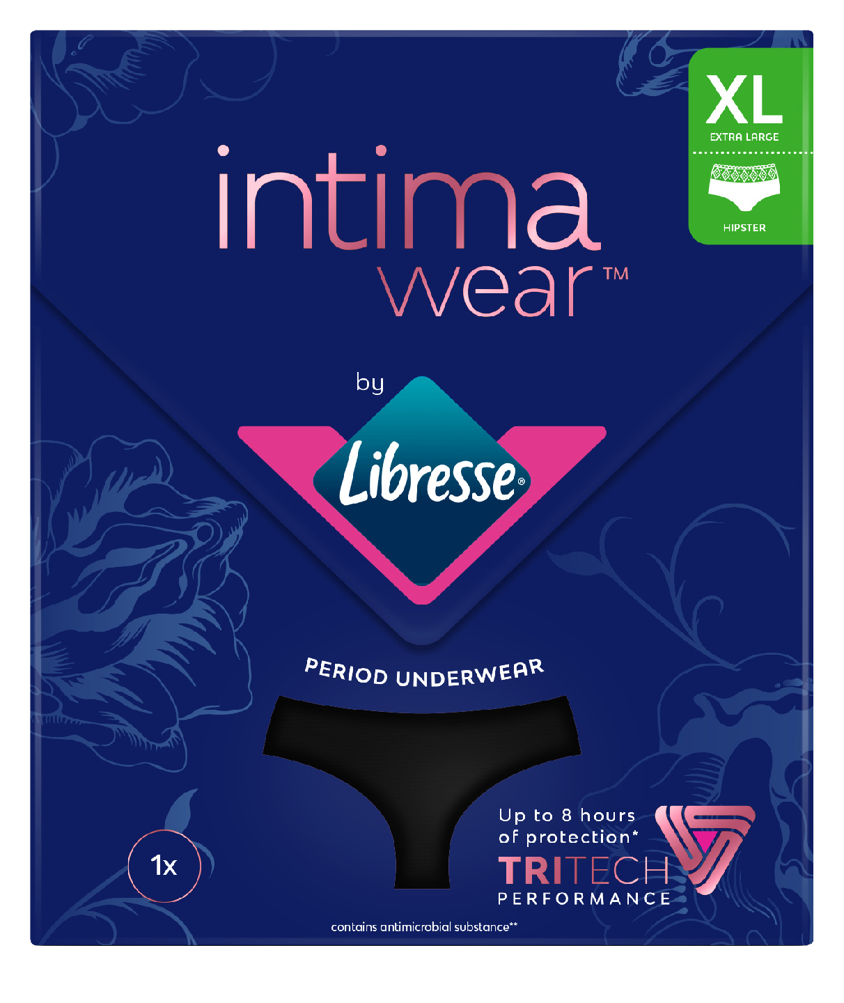 Libresse Intimawear Hipster kuukautisalushousut musta XL 1kpl