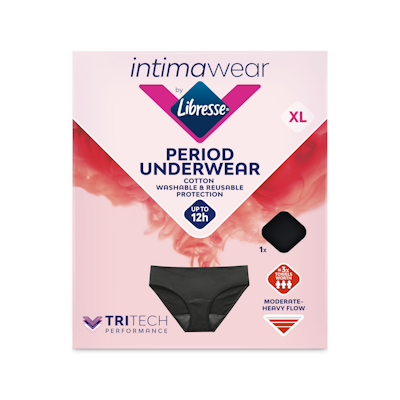Libresse Intimawear Cotton Hipster kuukautisalushousut musta XL