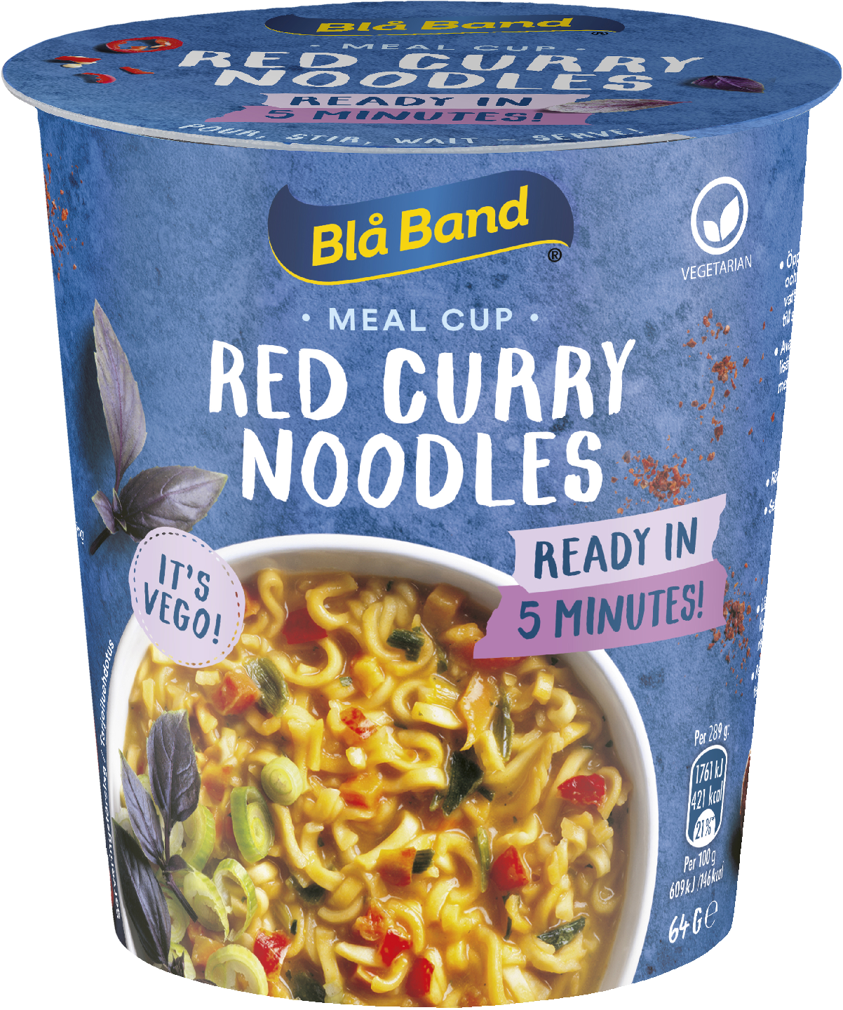 Blå Band Meal Cup Red Curry Noodles Curry-Chili-Nuudeliateria 64g