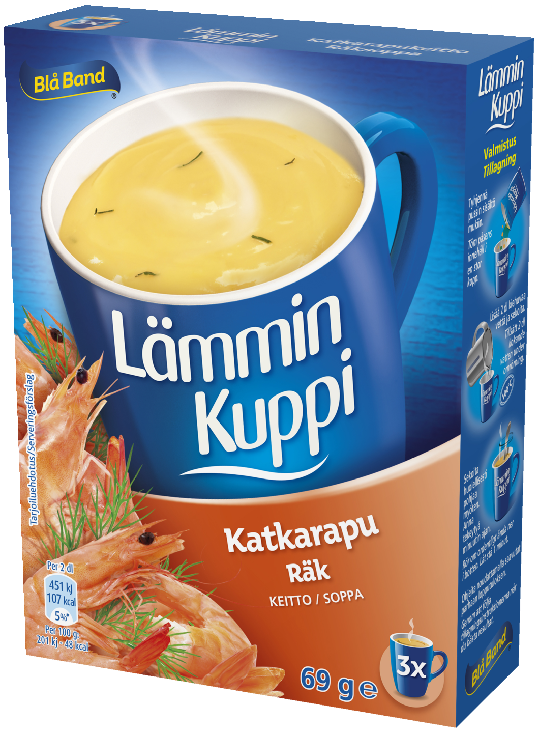 Blå Band Lämmin Kuppi Katkarapukeitto 3x23g