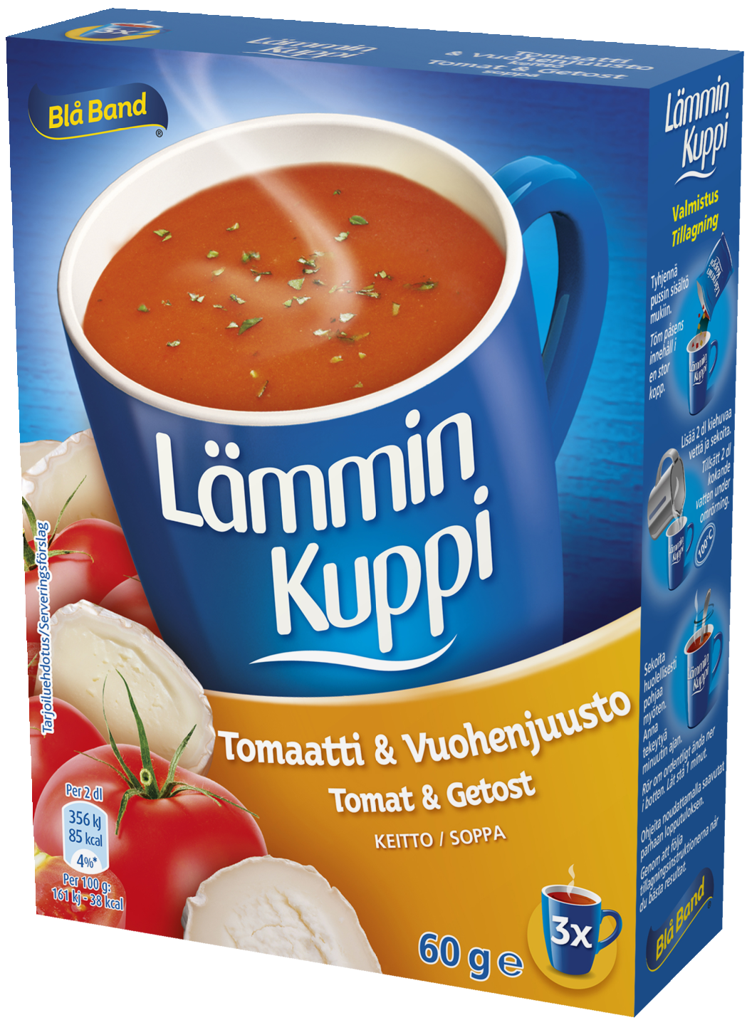 Blå Band Lämmin Kuppi tomaatti-vuohenjuustokeitto 3x20g