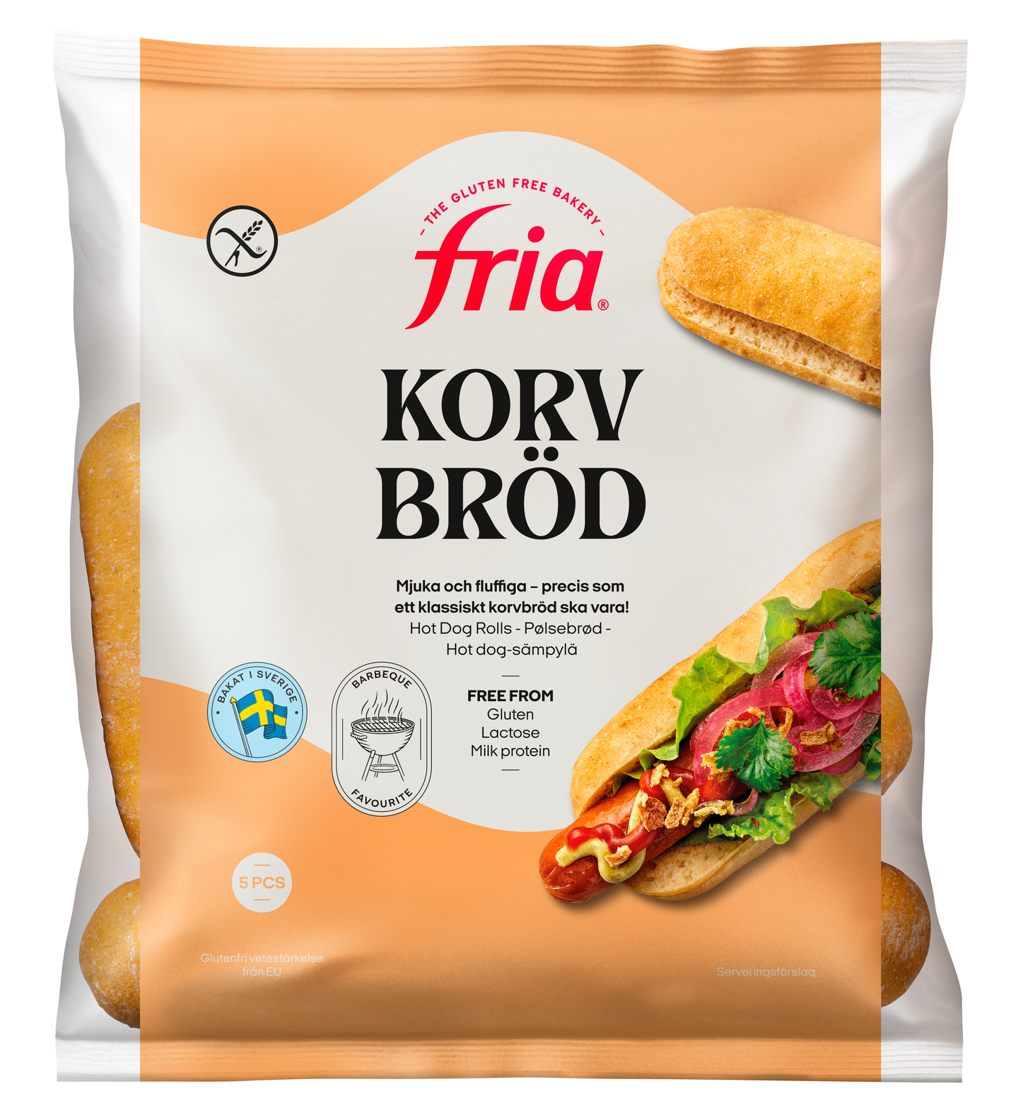 Fria Gluteeniton hotdogsämpylä 5kpl/210gl pakaste