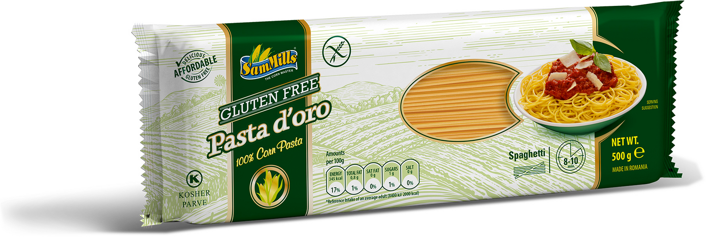 SamMills Pasta D'oro spaghetti luontaisesti gluteeniton pasta 500g