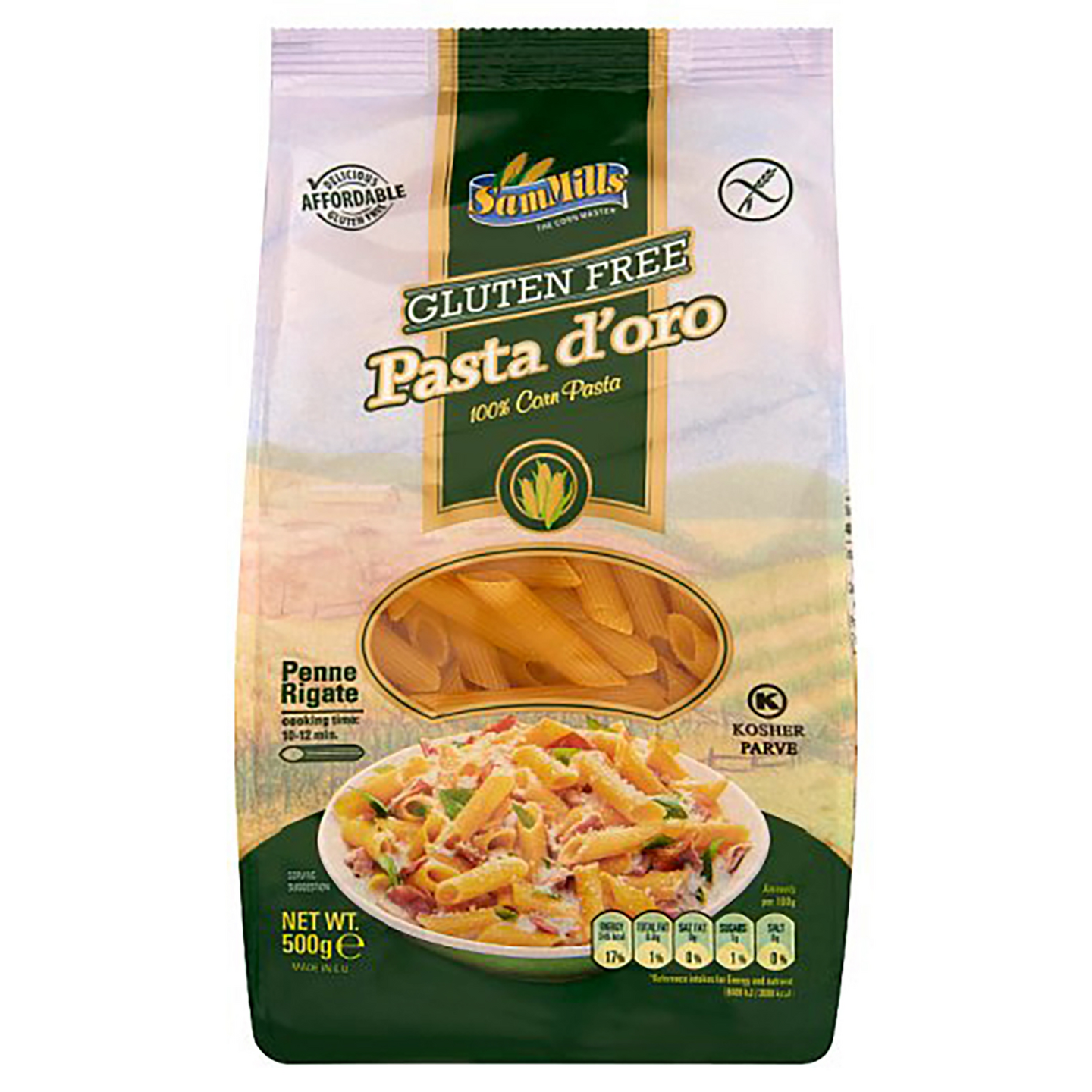 SamMills Pasta D'oro penne luontaisesti gluteeniton pasta 500g