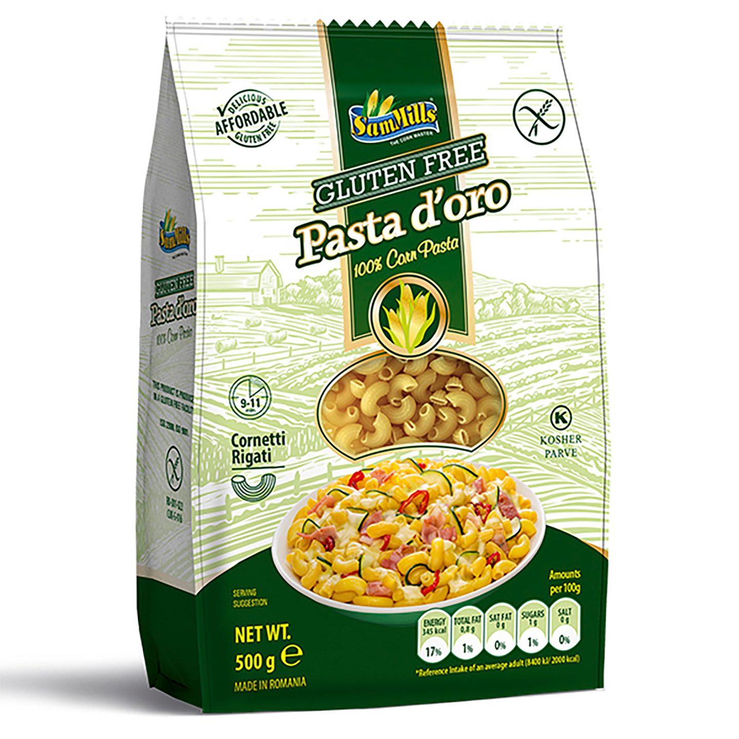 SamMills Pasta D'oro makaroni luontaisesti gluteeniton pasta 500g —  HoReCa-tukku Kespro