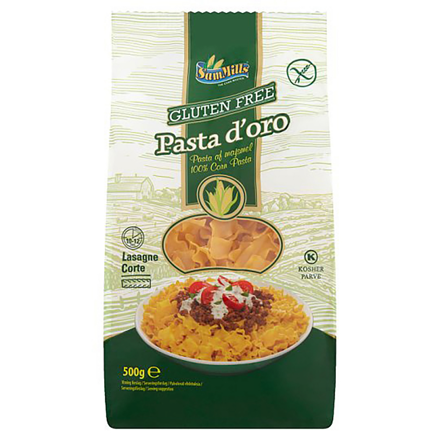 SamMills Pasta D'oro lasagne corte luontaisesti gluteeniton pasta 500g