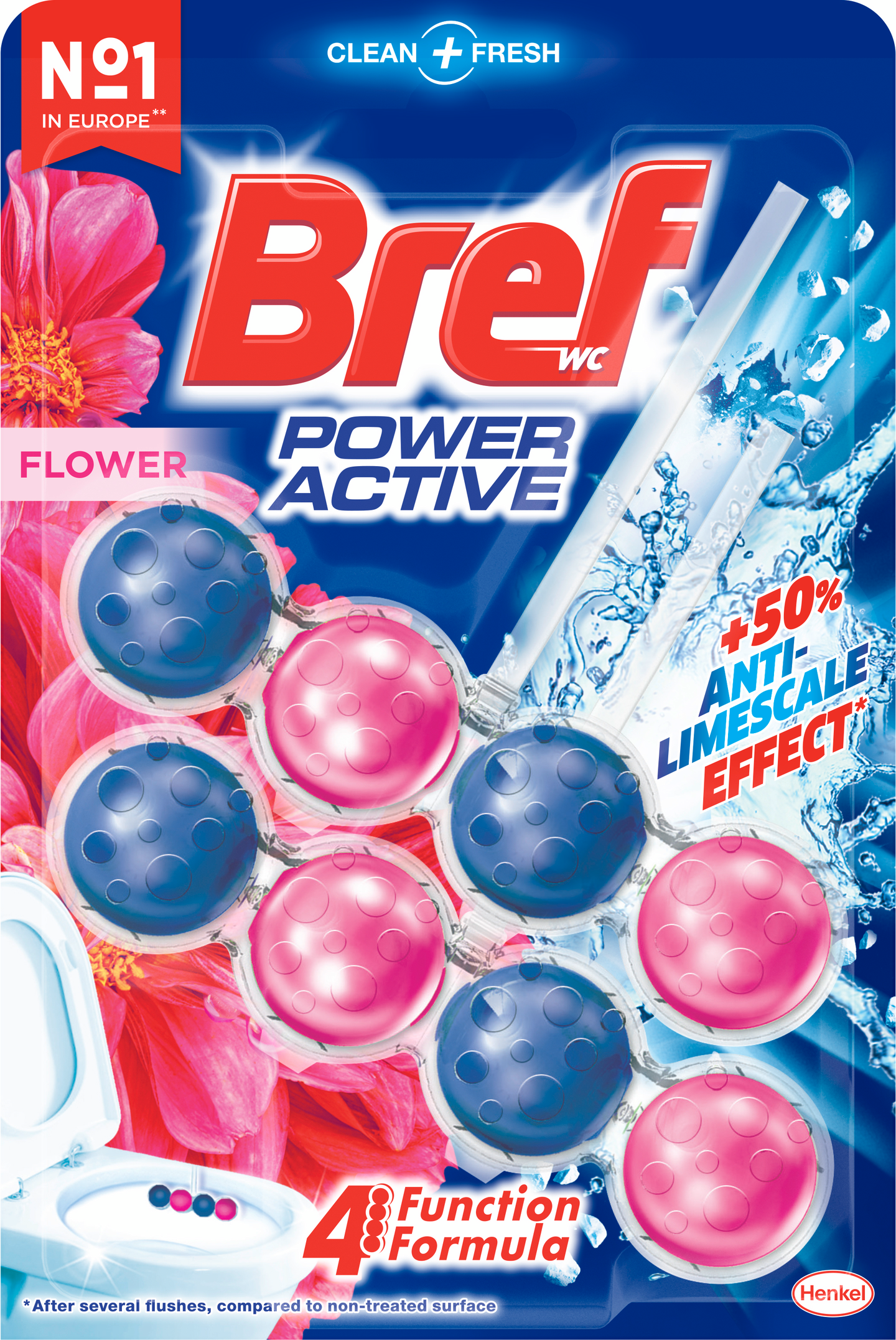 Wc Bref Power Active wc-raikastin 2x50g Fresh Flower tuplapakkaus