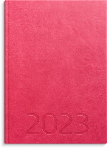 Vuosikalenteri 2023 Tuntimuistio, roosa keinonahkakansi
