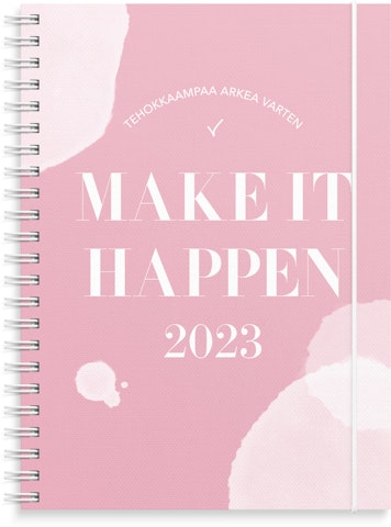 Vuosikalenteri 2023 Make It Happen, roosa