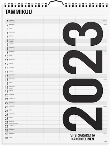 Perhekalenteri 2023 Black and white