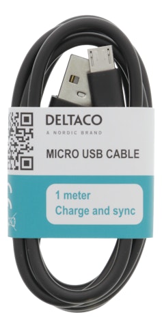 Deltaco MicroUSB-kaapeli 1m musta