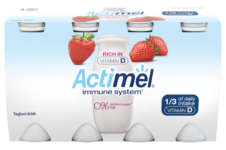 Danone Actimel jogurttijuoma 8x100g mansikka ei lisättyä sokeria