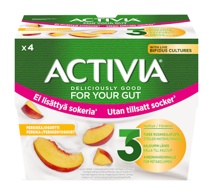 Danone Activia persikkajogurtti 4x125g ei lisättyä sokeria