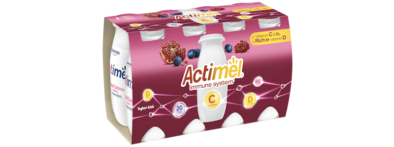 Danone Actimel jogurttijuoma 8x100g mustikka-granaattiomena