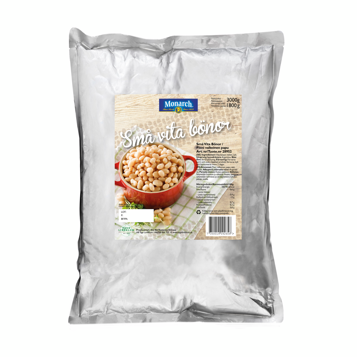 Monarch Pienet valkoiset pavut 3kg/1,8kg pussi