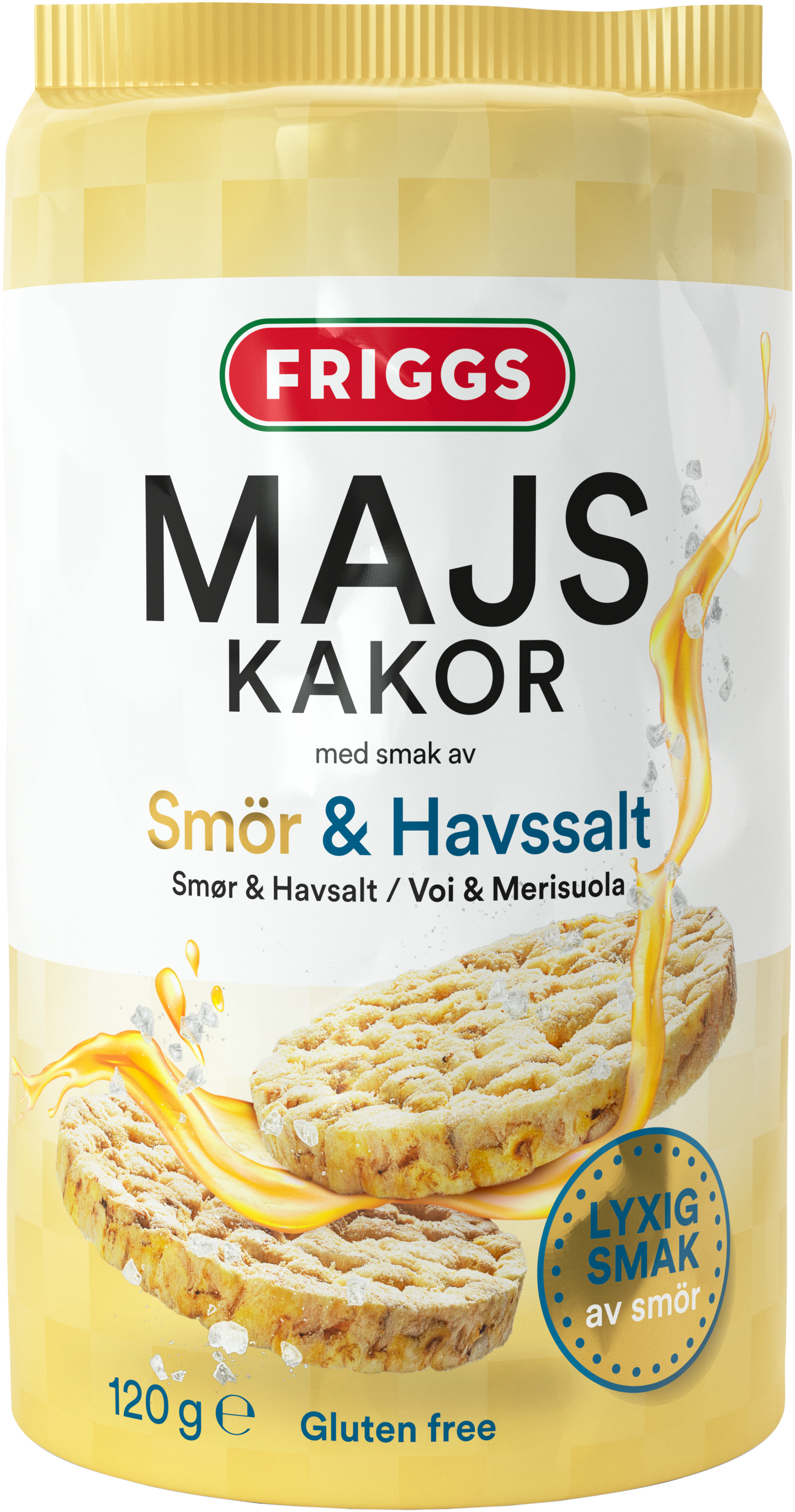 Friggs Gluteeniton Maissikakku Voi-Merisuola 120g PUOLILAVA