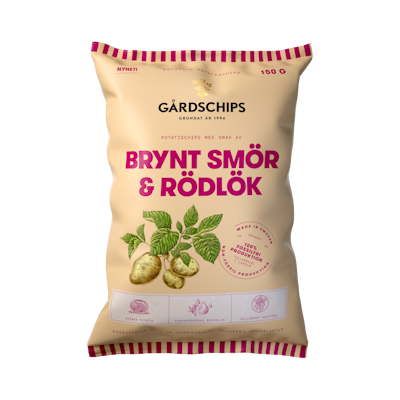 Gårdschips Ruskistettu voi & punasipuli 150g