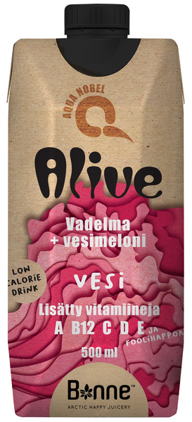 Bonne Alive Vitamiinivesi Vadelma Vesimeloni 0,5l