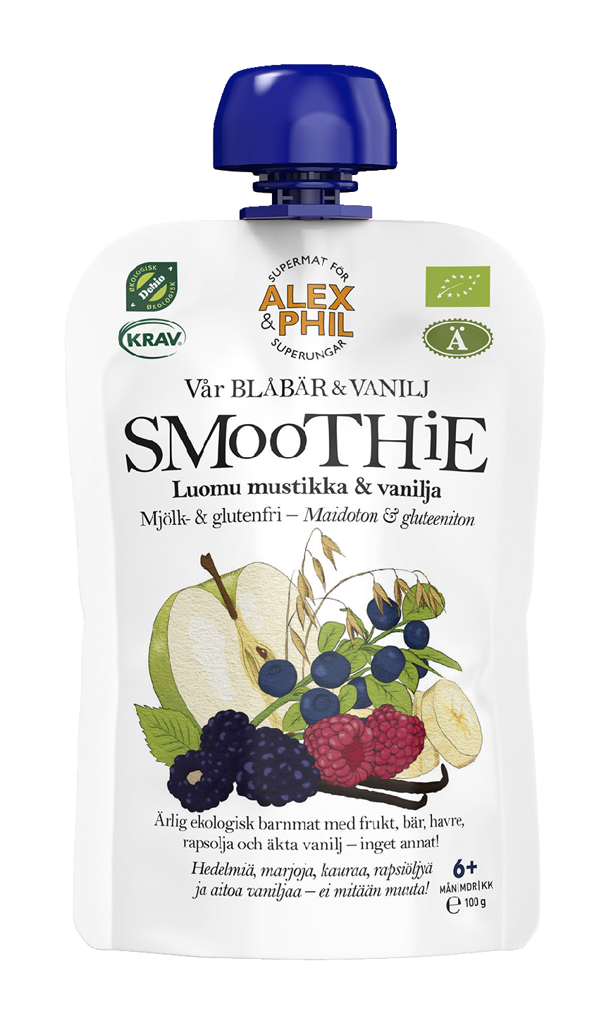 Alex Phil Smoothie Luomu mustikka ja vanilja 100g alkaen 6 kk