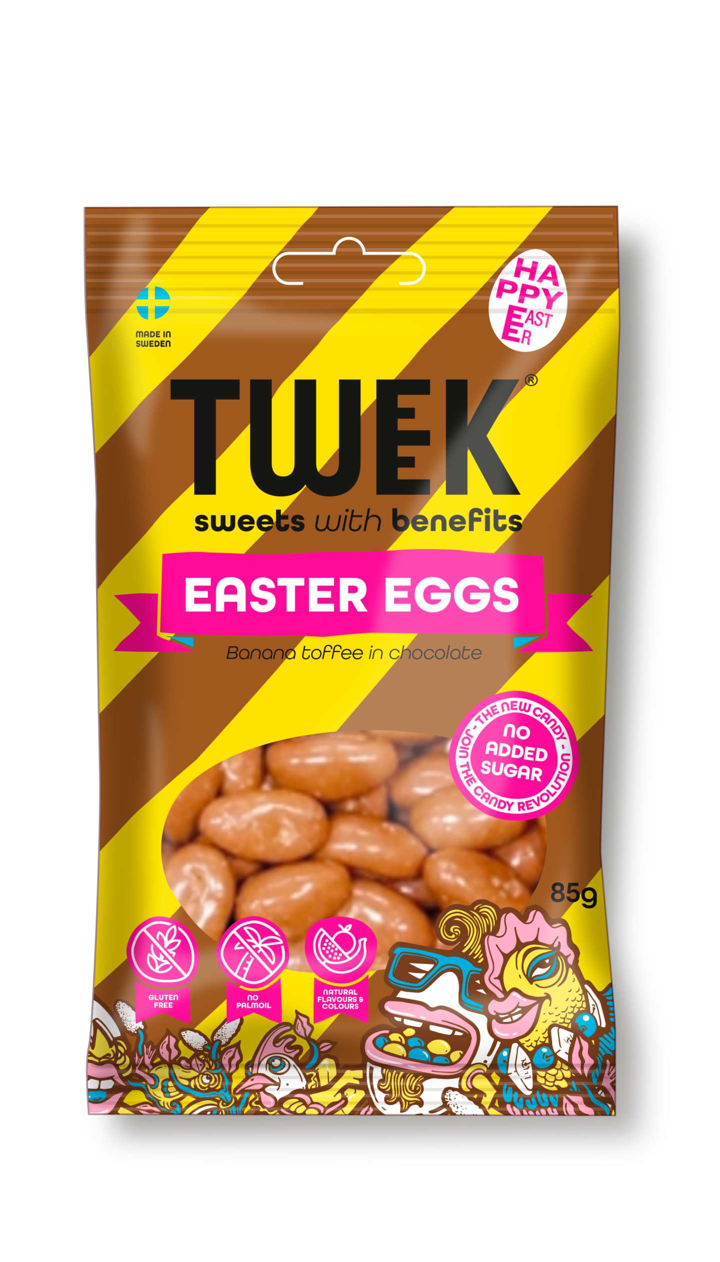 Tweek Easter Eggs maitosuklaapäällyisteiset banaanitoffeerakeet 85g