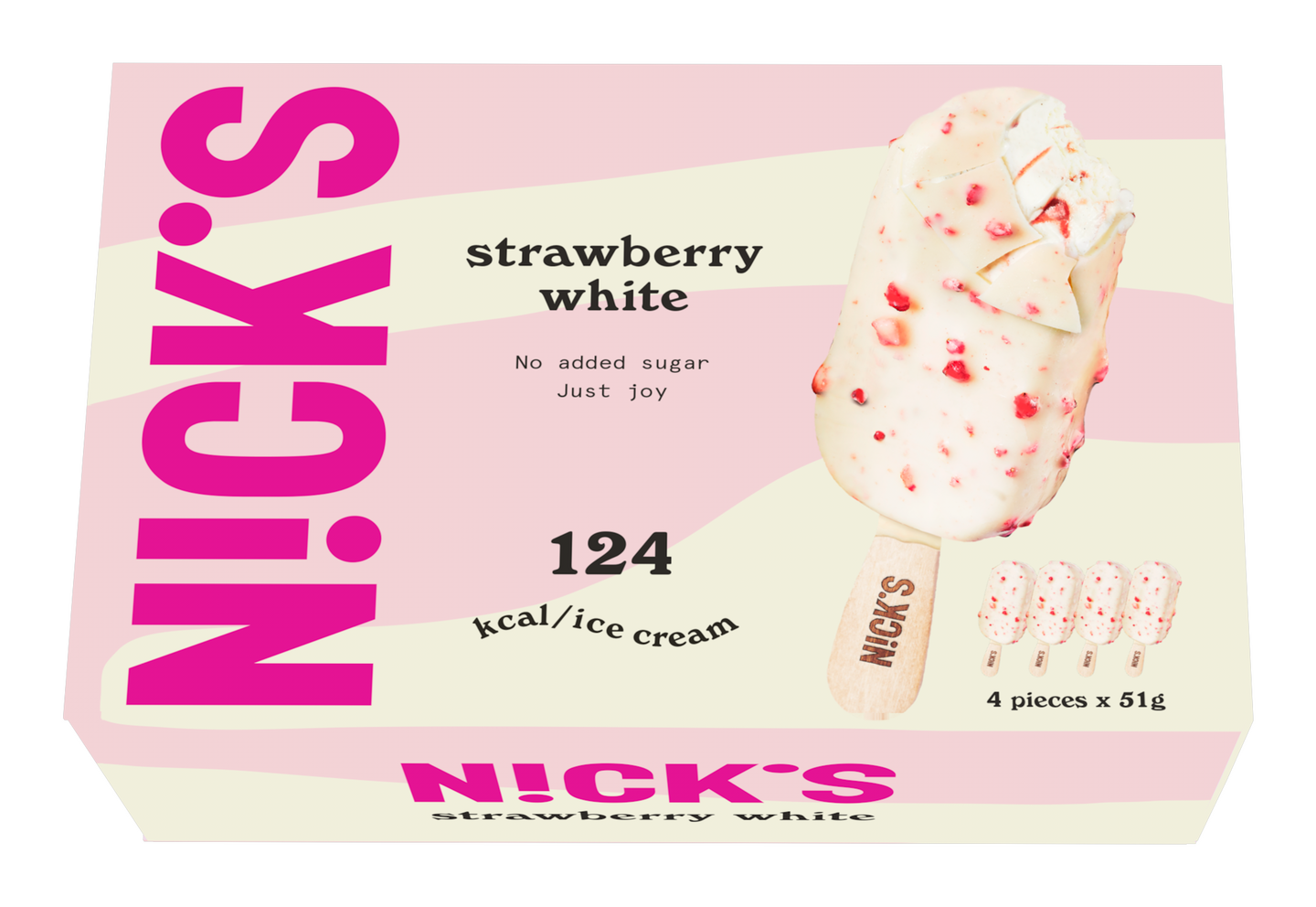 Nick's multipack 4x51g strawberry white