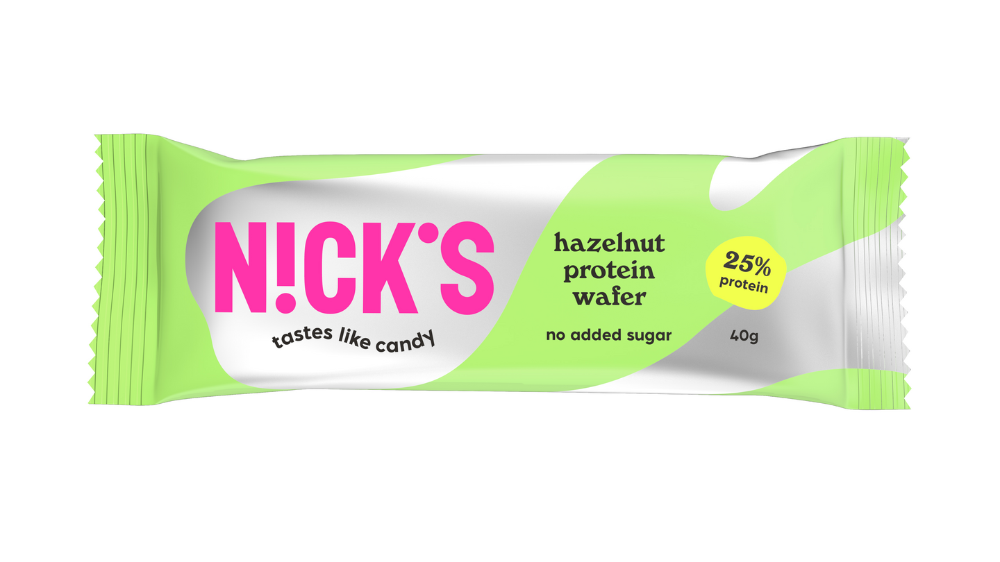 Nick's proteiinivohvelipatukka 40g hasselpähkinä