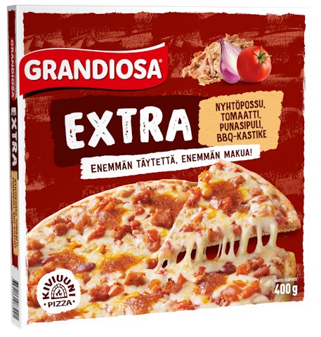 Grandiosa Extra kiviuuni pizza 400g nyhtöpossu pakaste