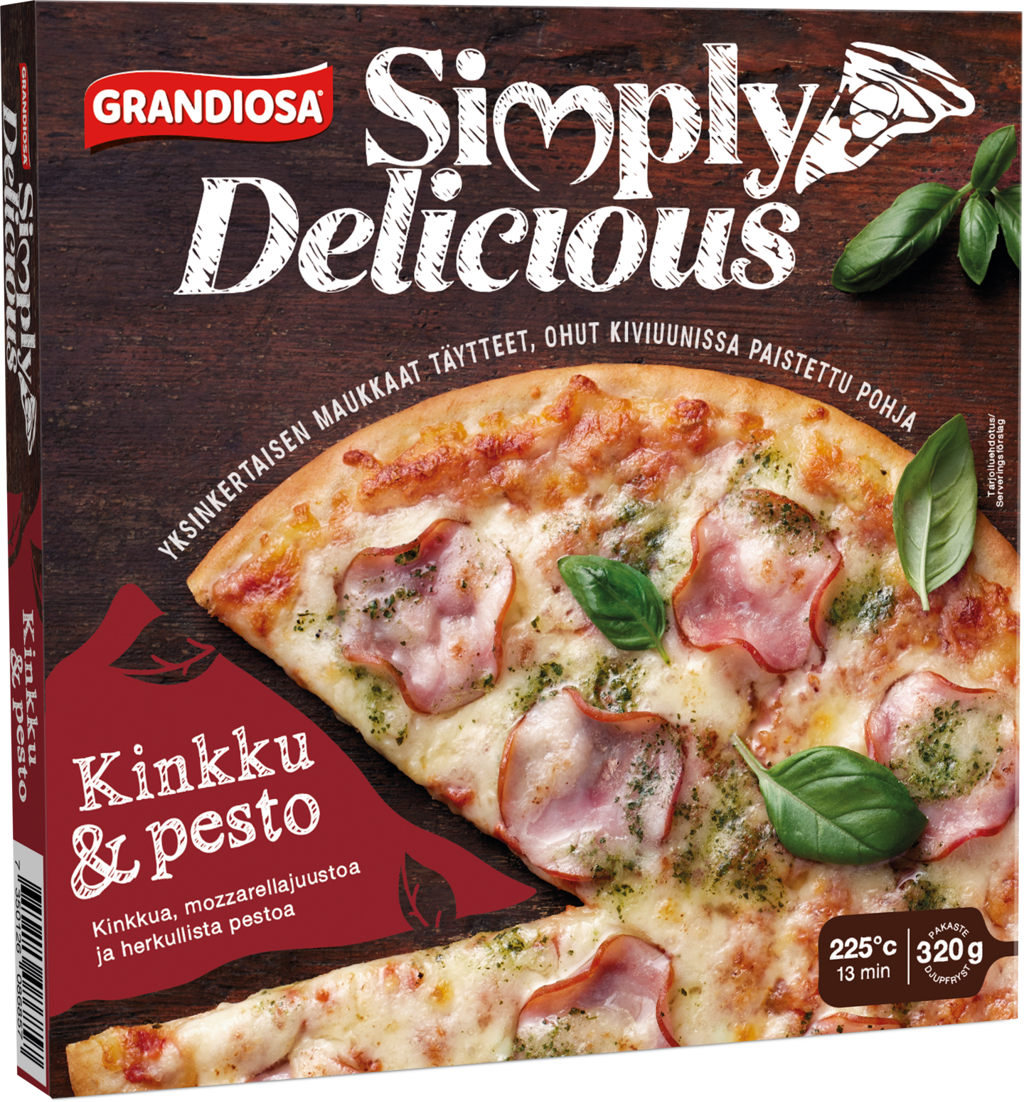 Grandiosa Simply Delicious kinkku & pesto pakastepizza 320g