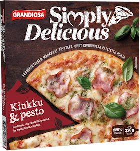 Grandiosa Simply Delicious kinkku & pesto pakastepizza 320g