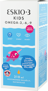 Eskio 3 Kids Omega 3-6-9 nestämäinen kalaöljy 210ml TuttiFrutti