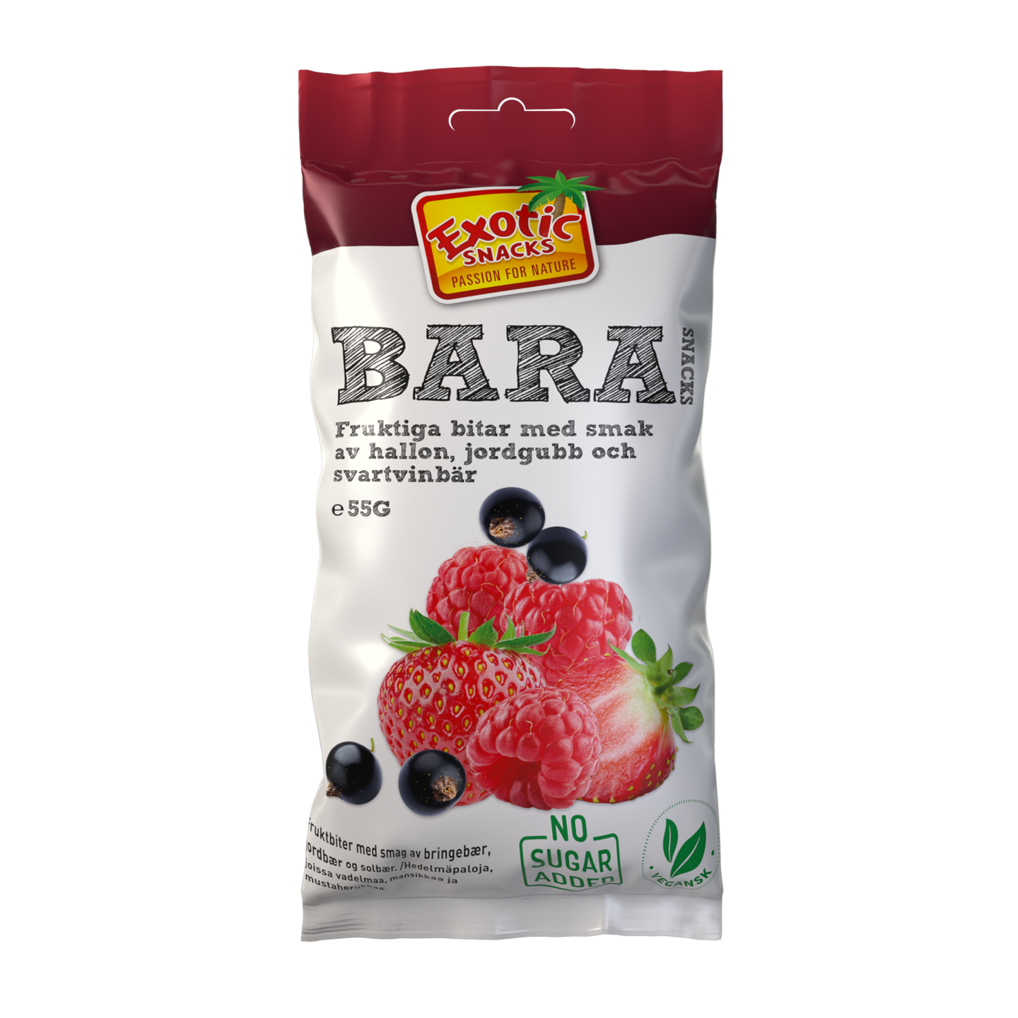 Exotic Snacks Vain 55g mustaherukka vadelma mansikka