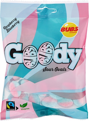 Bubs Goody Rasberry/Bluberrry sour ovals 90g